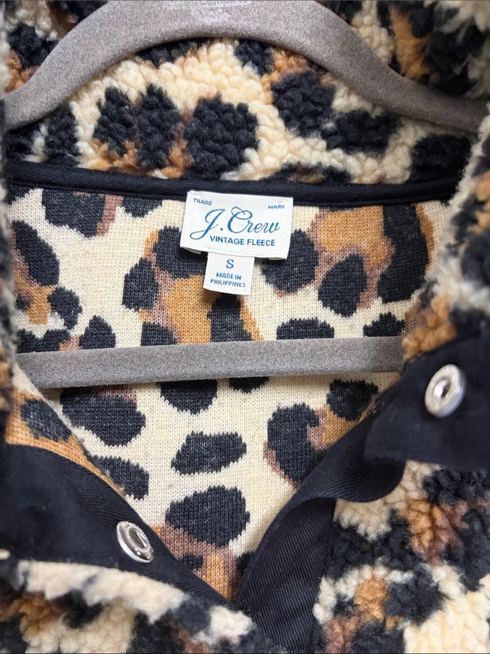 J. Crew Leopard Sherpa Pullover - Brown/Black/Cream